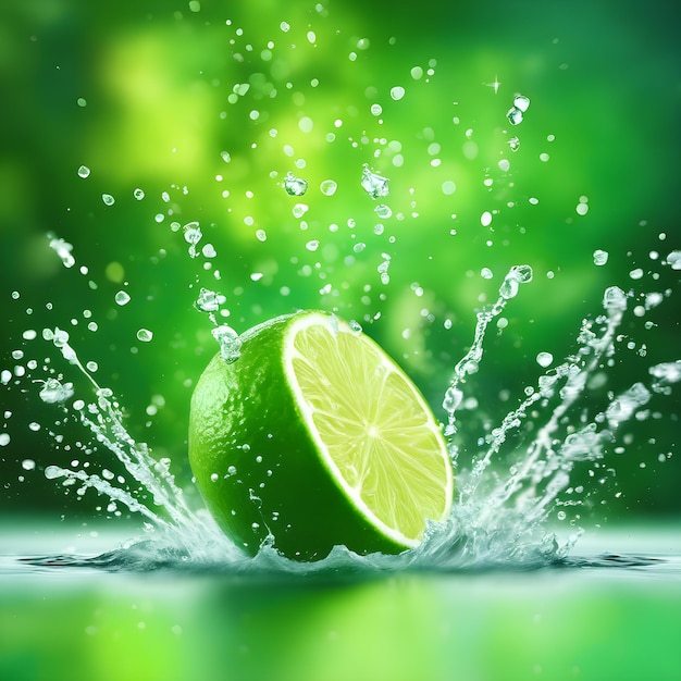 Eine Limette explodiert mit Wasser