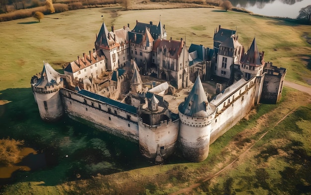 Eine Luftaufnahme einer Burg in Frankreich