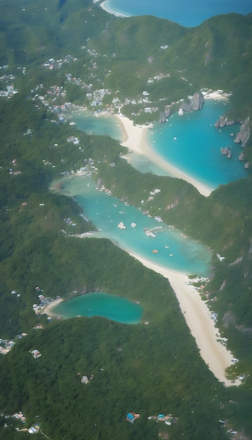 eine Luftaufnahme einer kleinen Insel mit generativer Wasser-KI