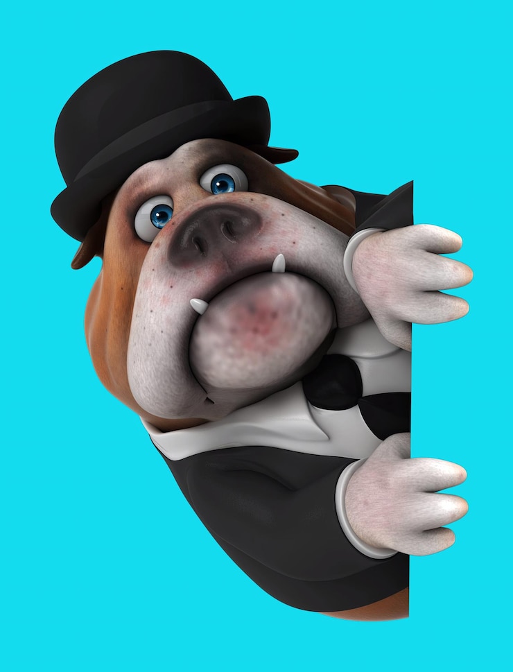 Foto eine lustige 3d-cartoon-hund-vertikal-illustration