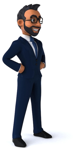 Eine lustige 3D-Cartoon-Illustration eines indischen Geschäftsmanns