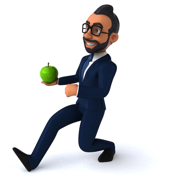Eine lustige 3D-Cartoon-Illustration eines indischen Geschäftsmanns
