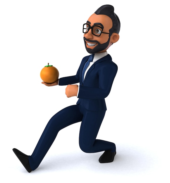 Eine lustige 3D-Cartoon-Illustration eines indischen Geschäftsmanns