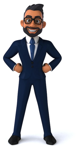 Eine lustige 3D-Cartoon-Illustration eines indischen Geschäftsmanns