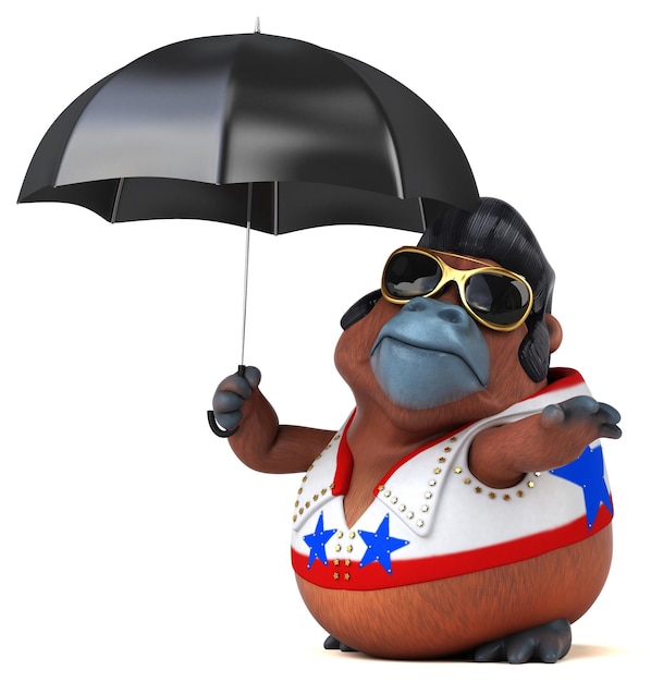 Eine lustige 3D-Cartoon-Illustration eines Orang-Outan-Rocker