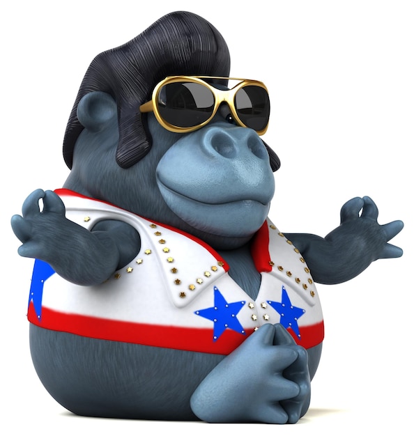 Eine lustige 3D-Cartoon-Illustration eines Rocker-Gorillas
