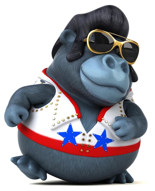 Eine lustige 3D-Cartoon-Illustration eines Rocker-Gorillas