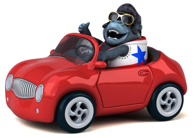 Eine lustige 3D-Cartoon-Illustration eines Rocker-Gorillas