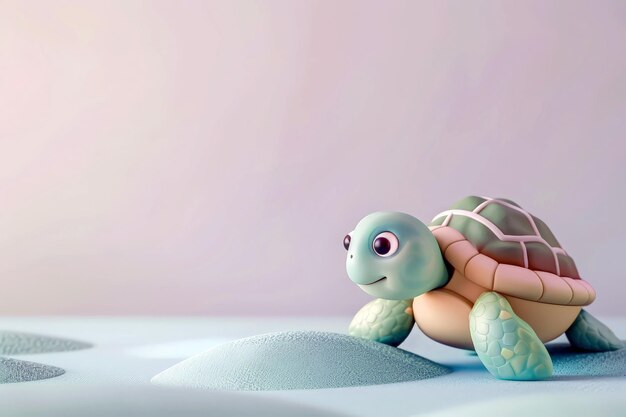 Eine lustige 3D-Cartoon-Schildkröte im Kunststoff-Stil Ein Banner für den Weltschildkrötentag Bild für Kinder il