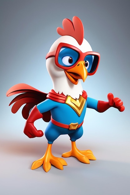 Eine lustige 3D-Superhelden-Illustration mit Hühnchen