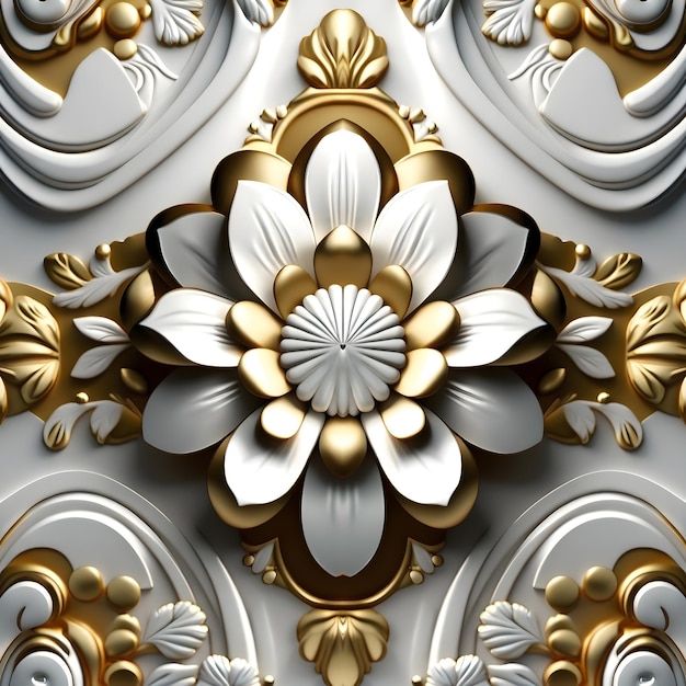 Eine luxuriöse dekorative Blume in Gold und Weiß