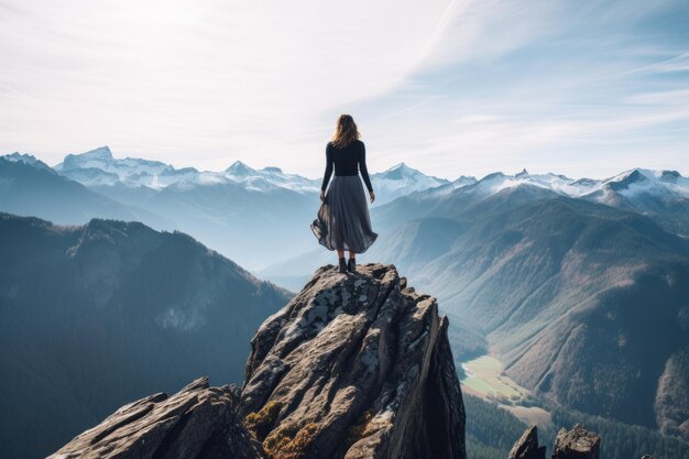 Eine mächtige und majestätische Frau, die den Felsen erobert AR 32