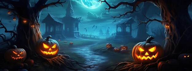 Eine magische Fantasy-Halloween mit mythischen Kreaturen in einem Dämmerungswald, die fesselnde Szenen mit überirdischen Elementen erzeugen.