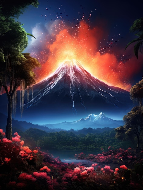 Eine majestätische Vulkanlandschaft in Indonesien