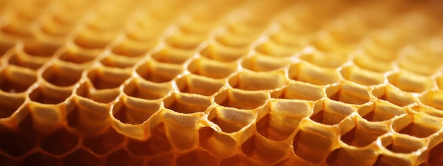 Eine Makroperspektive, die den geometrischen Glanz von Honigstockmustern zeigt Detailansicht einer Honigstockstruktur KI Generativ