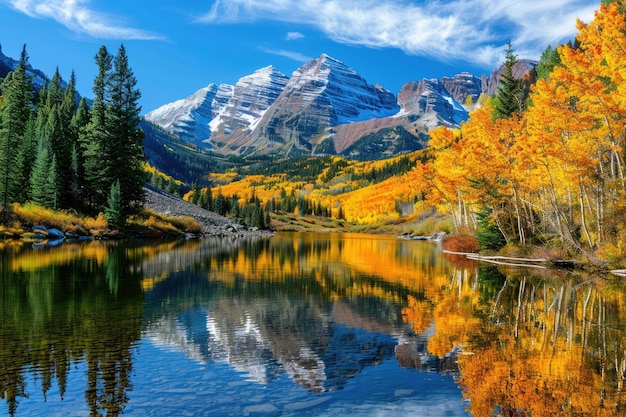 Eine malerische Landschaft mit lebendigen Herbstfarben