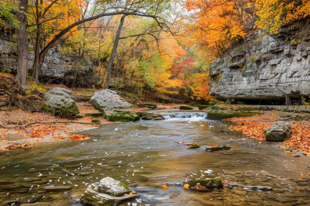 Eine malerische Landschaft mit lebendigen Herbstfarben