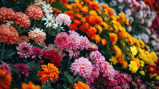 Eine malerische Reihe von blühenden Blumen zeigt die lebendige Palette der Natur