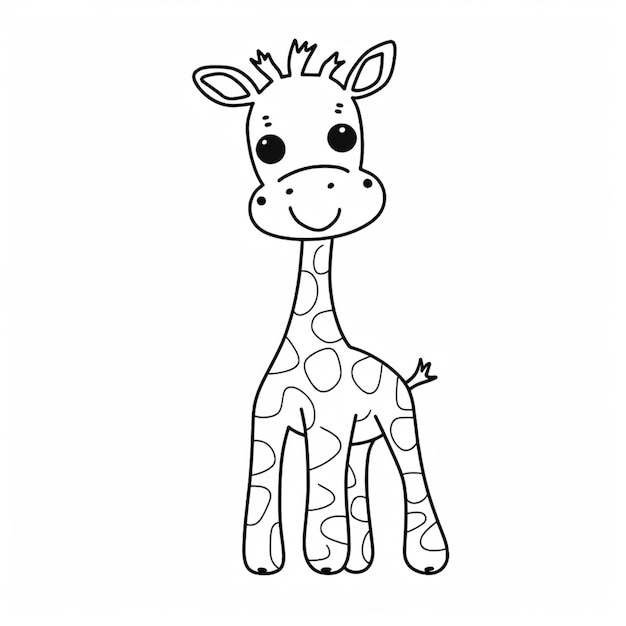 Foto eine malseite einer giraffe mit einem herz darauf generative ai