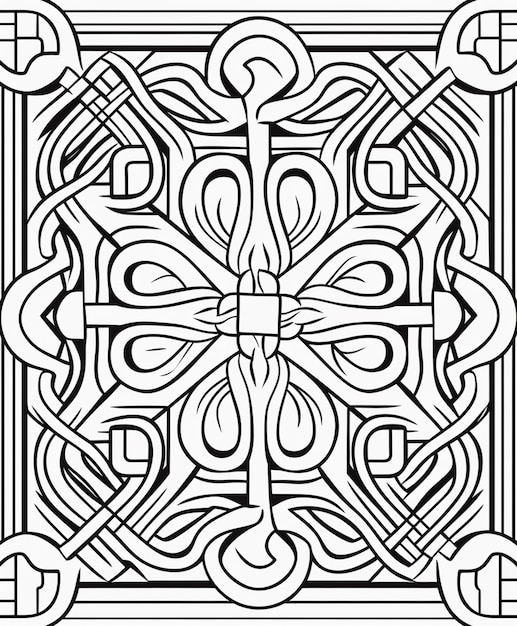 eine Malseite mit keltischem Design in schwarz-weißer generativer KI