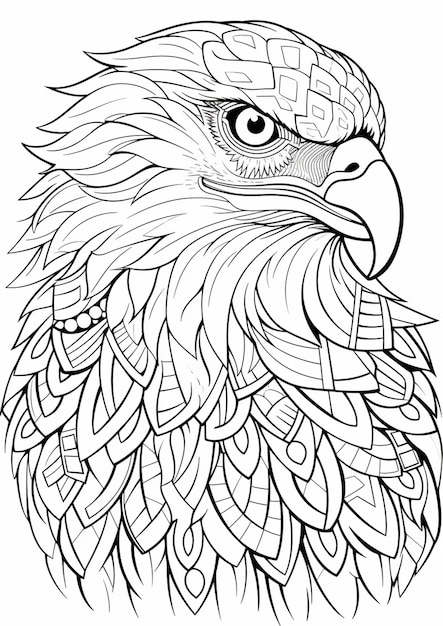 eine Malvorlage eines Adlers mit einem geometrischen Muster darauf generative KI