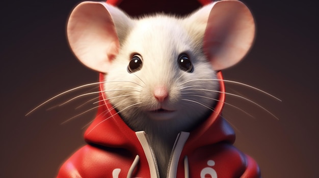 Eine Maus, die einen Hoodie und einen Hoodie trägt