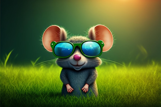 Eine Maus mit grüner Sonnenbrille