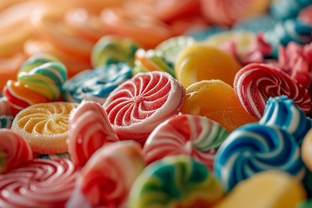 Eine Menge Gingerbread- und Zuckerrohrkuchen auf einem farbigen Hintergrund