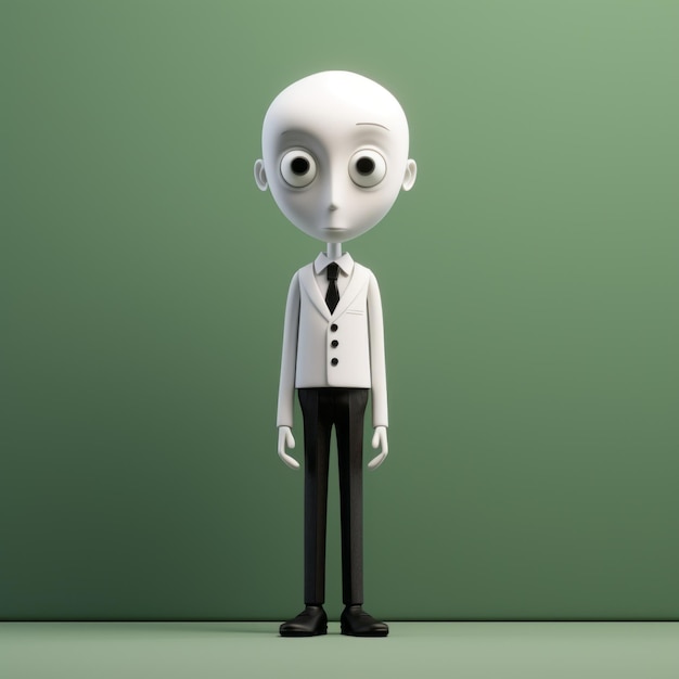 Eine minimalistische 3D-Figur von Harper in einem Cartoon-Weißanzug