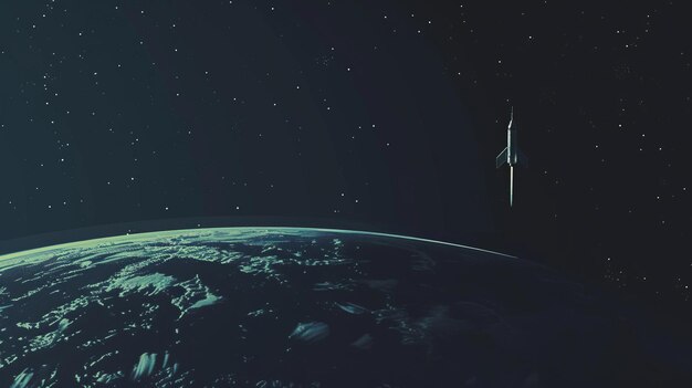 Eine minimalistische Darstellung eines Weltraumlifts, der in die Umlaufbahn gelangt, eine von KI erzeugte Illustration
