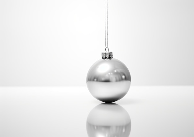 Foto eine minimalistische komposition mit einem einzelnen weihnachtsornament vor einem strahlend weißen hintergrund