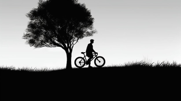 Eine minimalistische Vektorillustration eines Fahrradfahrers in Silhouette, perfekt für den Weltfahrradtag