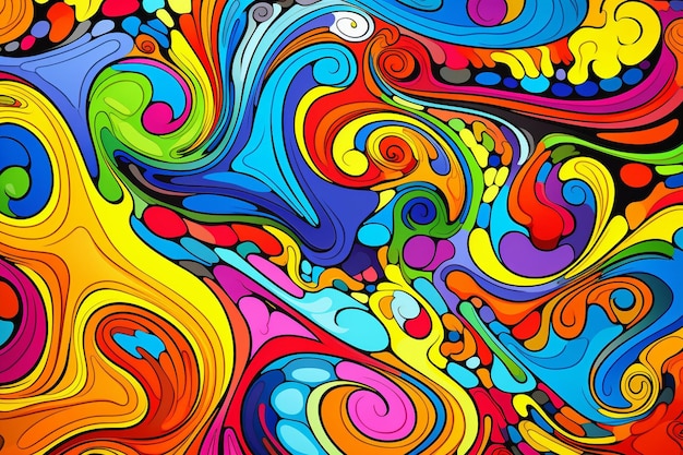 Eine Mischung aus Farben, psychedelischer, groovy Hintergrund