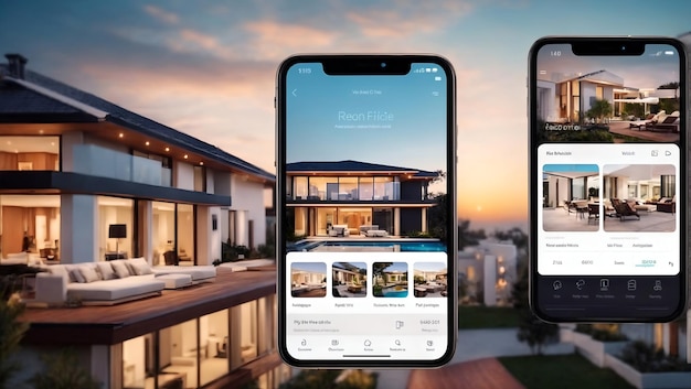 Foto eine mobile app zum durchsuchen und kaufen moderner immobilien mit einer schlanken und intuitiven benutzeroberfläche