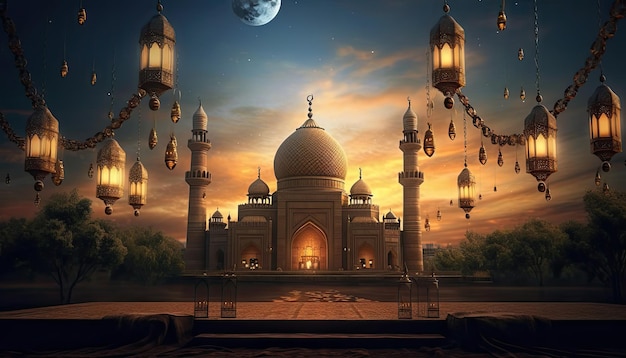 Eine Moschee am Nachthimmel