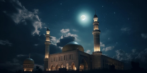 Eine Moschee bei Vollmond