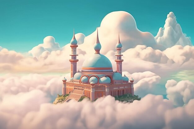 Eine Moschee in den Wolken