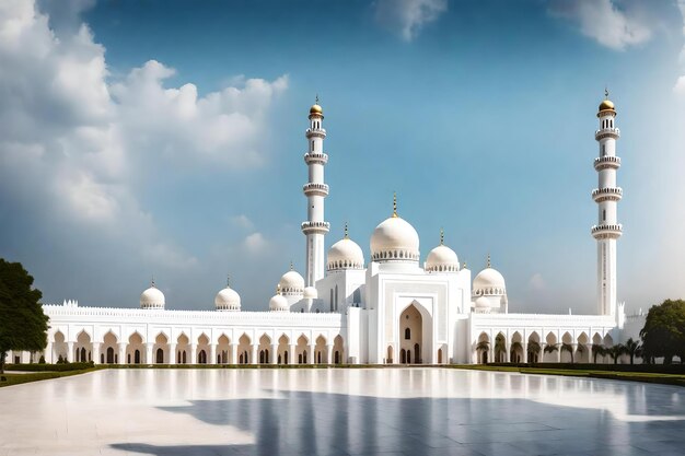 Eine Moschee mit bewölktem Himmel