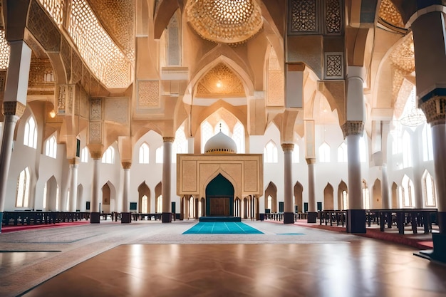 Eine Moschee mit einer Holztür und einer großen Holztür.