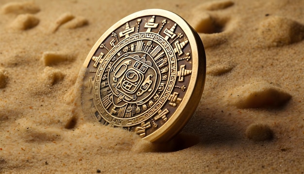 Foto eine münze im sand