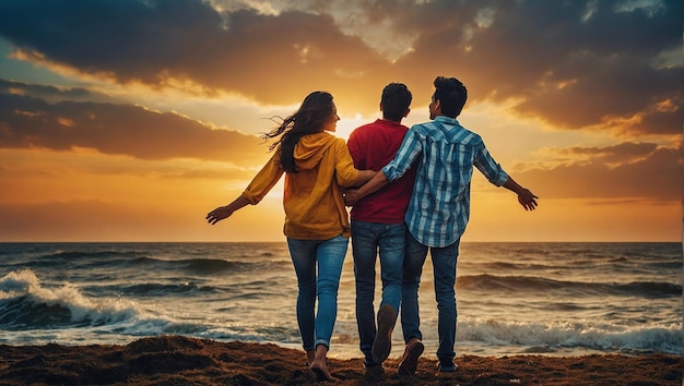 Foto eine multiethnische große gruppe von menschen, die sich die freundschaft vor der kamera ansehen