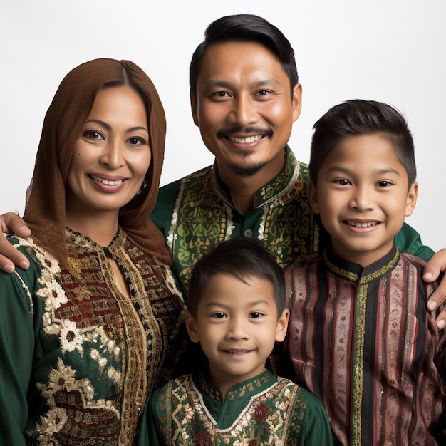 Foto eine muslimische und koreanische familie