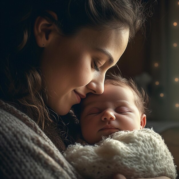 Eine Mutter hält ihr Baby im Arm.