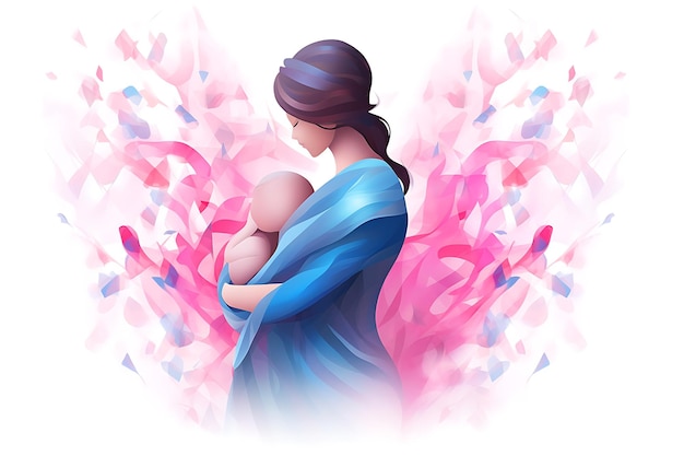 eine Mutter und ein Kind in einem blauen Kleid Schwangerschaft und Säuglingsverlust Bewusstseinsmonat