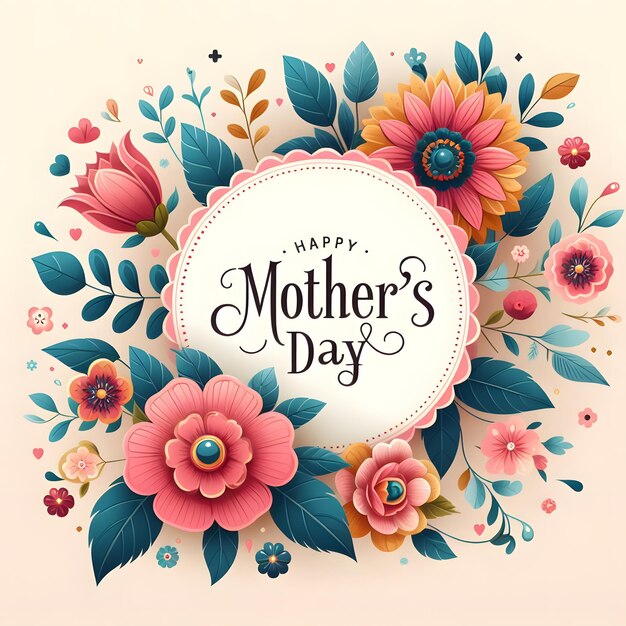 eine Muttertagskarte mit Blumen und einem Text Glücklicher Muttertag