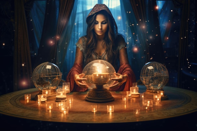Eine mystische Orakelfrau führt uralte Rituale durch, blickt ins Unbekannte und erforscht die Geheimnisse des Schicksals
