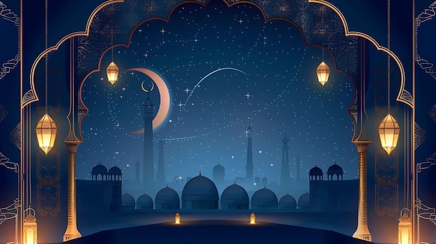 eine Nachtszene mit Mond und einem Ort der Anbetung