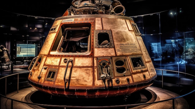 Eine Nahaufnahme der Apollo-11-Kapsel, ausgestellt im National Space Museum.