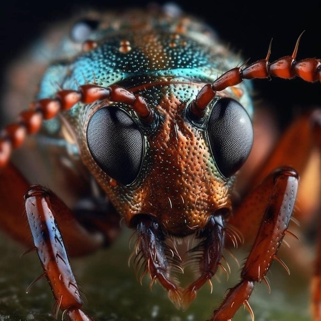 Eine Nahaufnahme der Augen eines Käfers