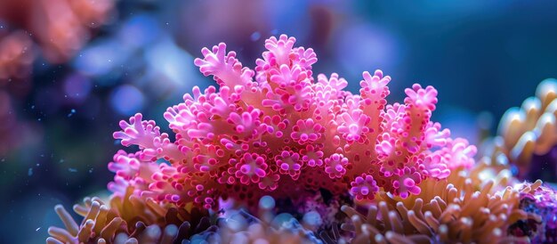 Foto eine nahaufnahme der rosa und lila seeanemone